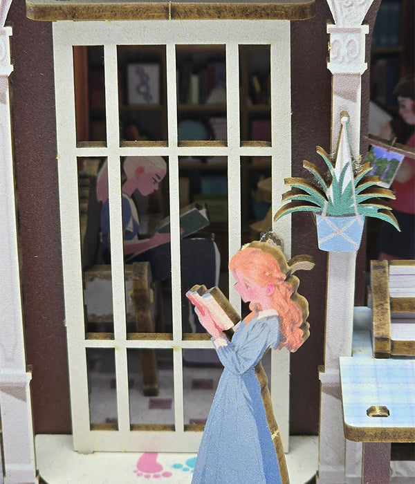 Little Village Bookstore Wooden Miniature Dollhouse Kit F07AM15-1-68074
