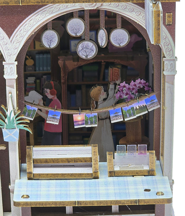 Little Village Bookstore Wooden Miniature Dollhouse Kit F07AM15-1-68074