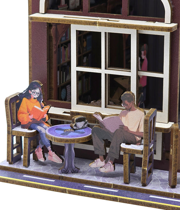 Little Village Bookstore Wooden Miniature Dollhouse Kit F07AM15-1-68074