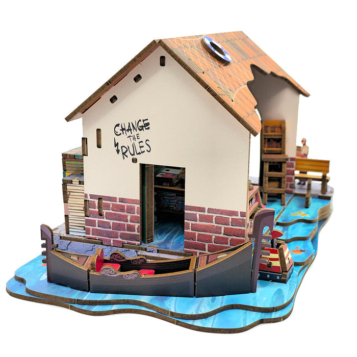 Floating Bookstore Wooden Miniature Dollhouse Kit F07AM15-2-68083