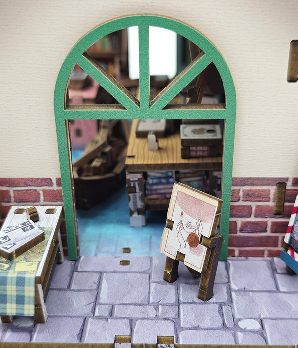 Floating Bookstore Wooden Miniature Dollhouse Kit F07AM15-2-68083