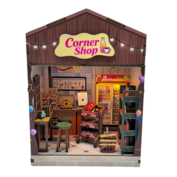 Corner Shop Wooden Miniature Dollhouse Kit F07AM15-3-68091