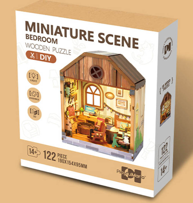 Bedroom Wooden Miniature Dollhouse Kit F07AM15-3-68092