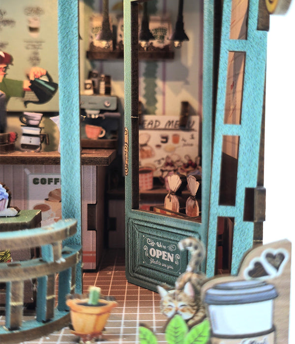 Coffee Shop Wooden Miniature Dollhouse Kit F07AM15-3-68093