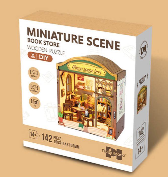Book Store Wooden Miniature Dollhouse Kit F07AM15-3-68094