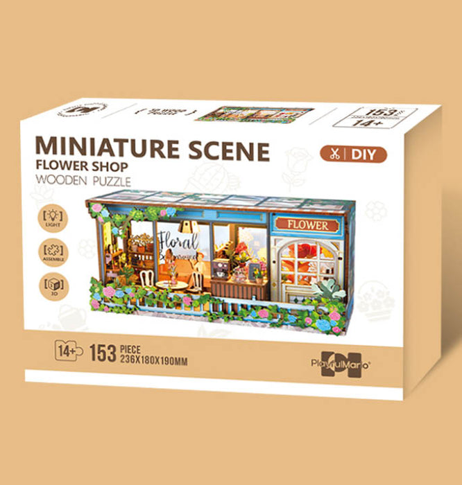 Flower Shop Wooden Miniature Dollhouse Kit F07AM15-4-68095