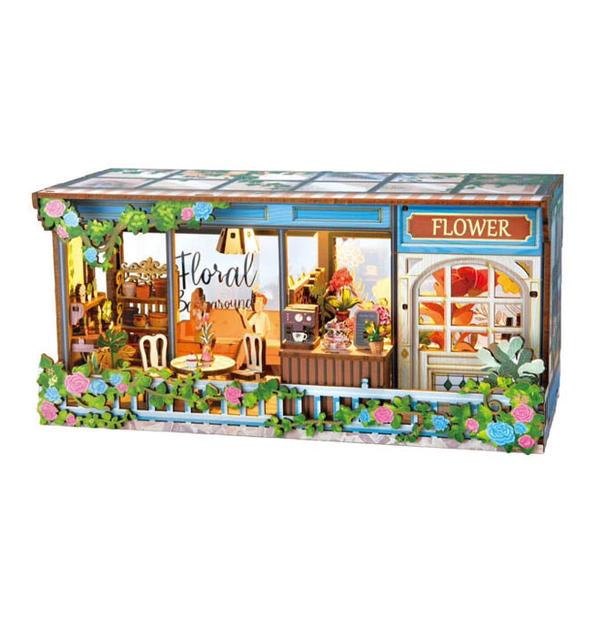 Flower Shop Wooden Miniature Dollhouse Kit F07AM15-4-68095