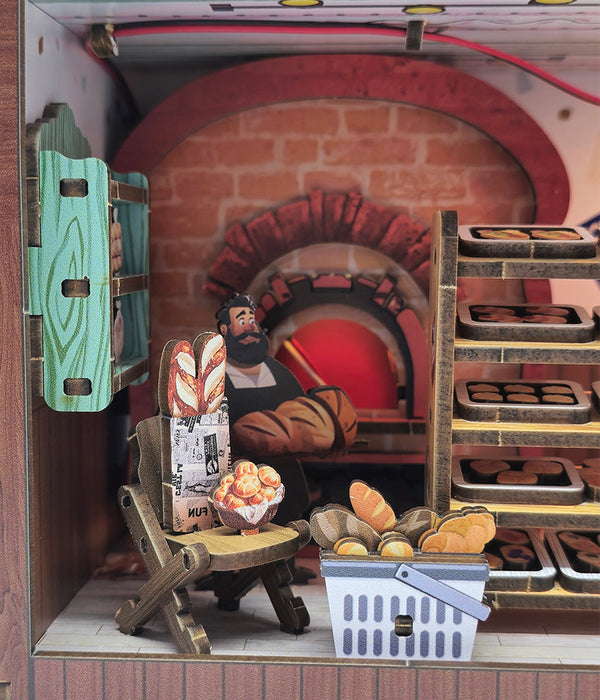 Bakery Wooden Miniature Dollhouse Kit F07AM15-4-68096