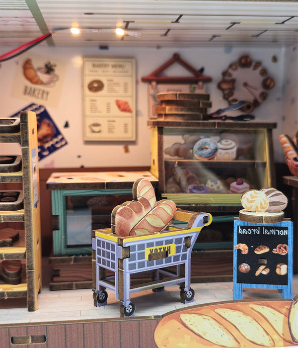 Bakery Wooden Miniature Dollhouse Kit F07AM15-4-68096