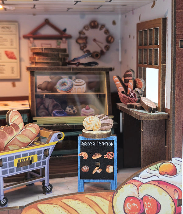 Bakery Wooden Miniature Dollhouse Kit F07AM15-4-68096