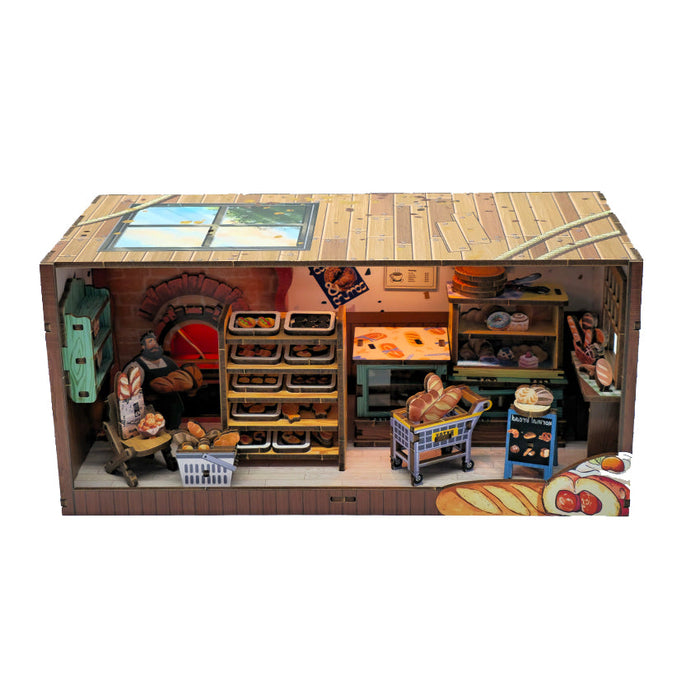 Bakery Wooden Miniature Dollhouse Kit F07AM15-4-68096