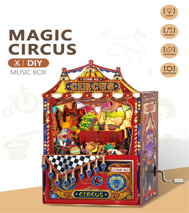 Magic Circus Wooden Miniature Dollhouse Music Box F07AM15-7-68125