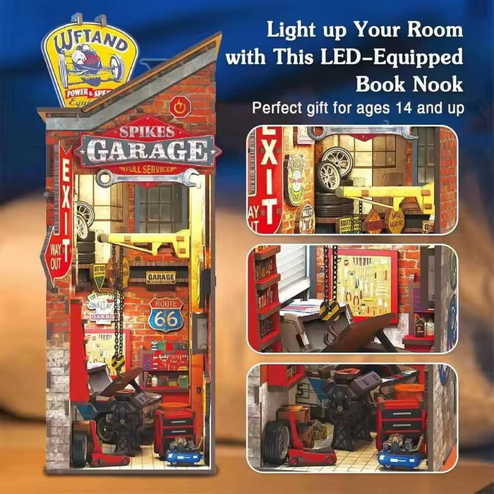 Spike's Garage Wooden Book Nook Kit F07AM15-8-68048
