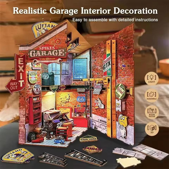 Spike's Garage Wooden Book Nook Kit F07AM15-8-68048