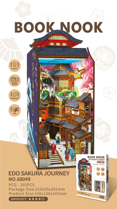 Edo Sakura Journey Wooden Book Nook Kit F07AM15-8-68049