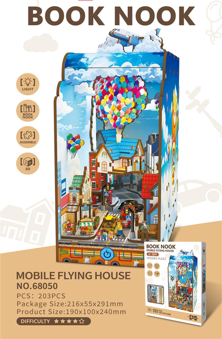 Flying House Wooden Book Nook Kit F07AM15-8-68050