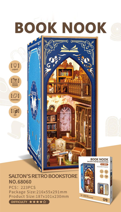 Salton's Retro Bookstore Wooden Book Nook Kit F07AM15-8-68060