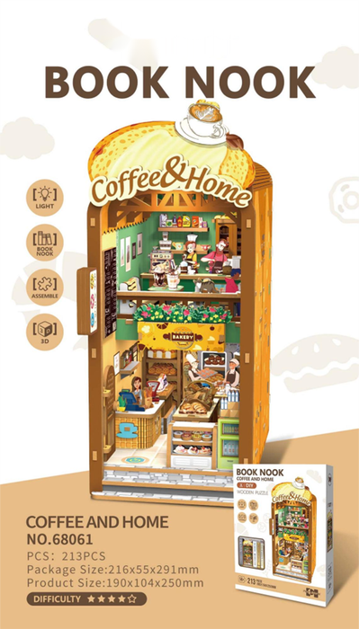 Coffee & Home Wooden Book Nook Kit F07AM15-8-68061