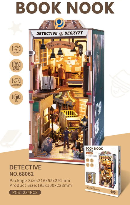 Detective Decrypt Wooden Book Nook Kit F07AM15-8-68062