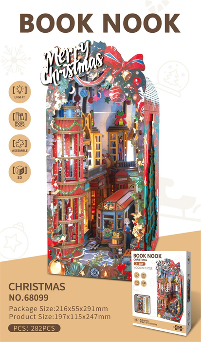 Christmas Wooden Book Nook Kit F07AM15-8-68099