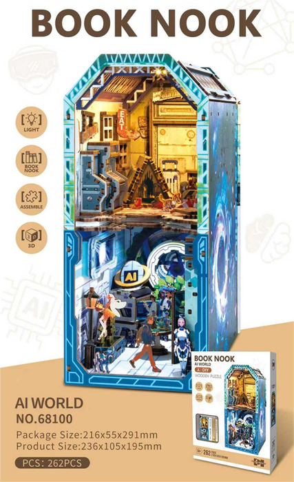 AI World Wooden Book Nook Kit F07AM15-8-68100