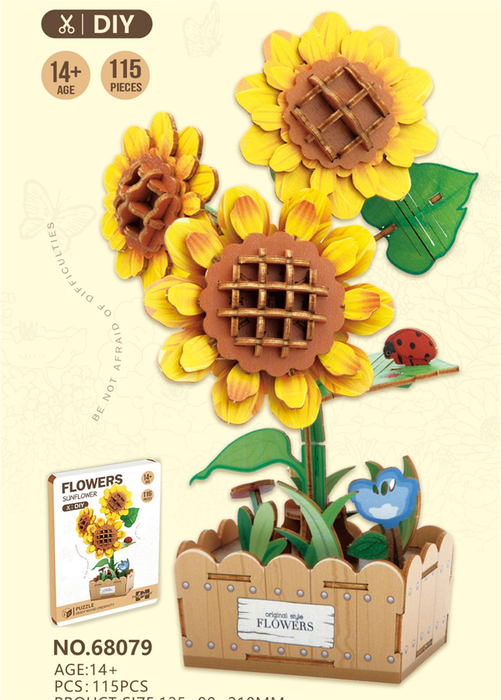 DIY Wooden Sunflower Model Kit F07AM15-9-68079