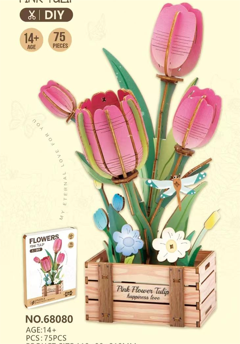 DIY Wooden Tulip Model Kit F07AM15-9-68080