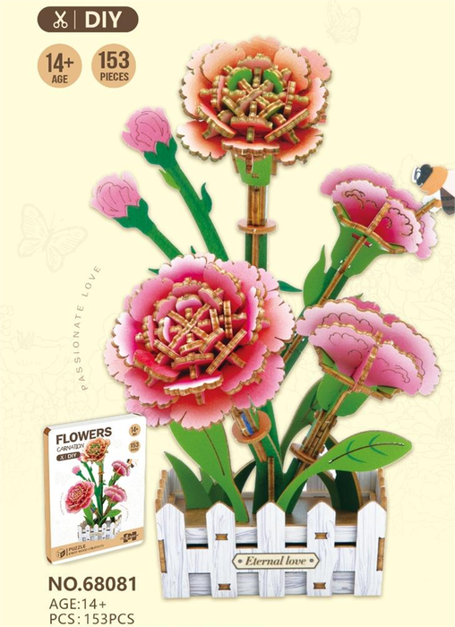 DIY Wooden Carnation Model Kit F07AM15-9-68081