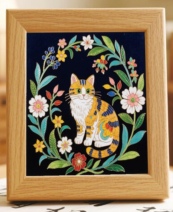 Floral Cat Cloisonne Art Kit F07AM3-20-1