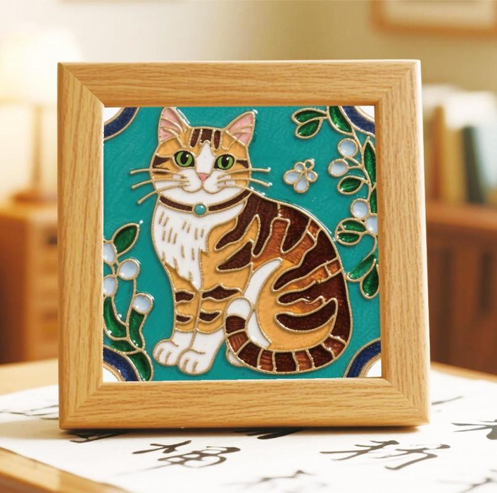 Orange Tabby Cat Cloisonne Art Kit F07AM3-21-5