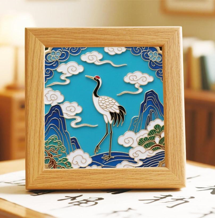 Red-crowned and Mountains Cloisonne Art Kit F07AM3-21-9