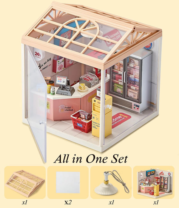 Convenience Store Miniature Dollhouse Kit F07AM7-1-8001