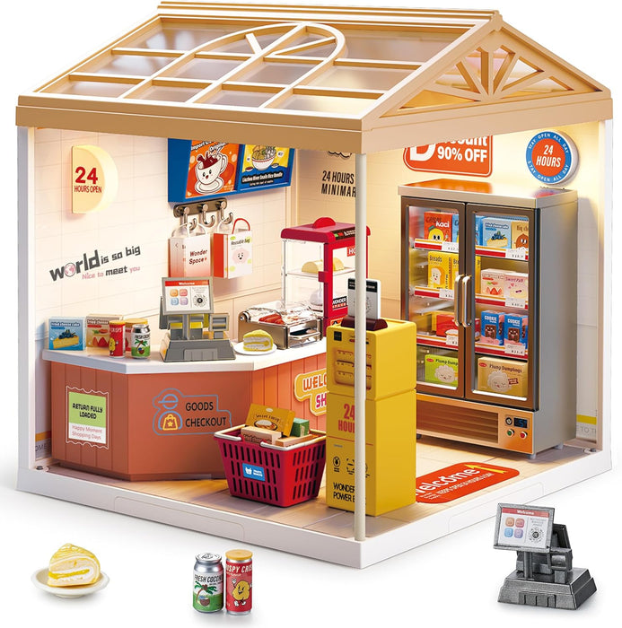 Convenience Store Miniature Dollhouse Kit F07AM7-1-8001
