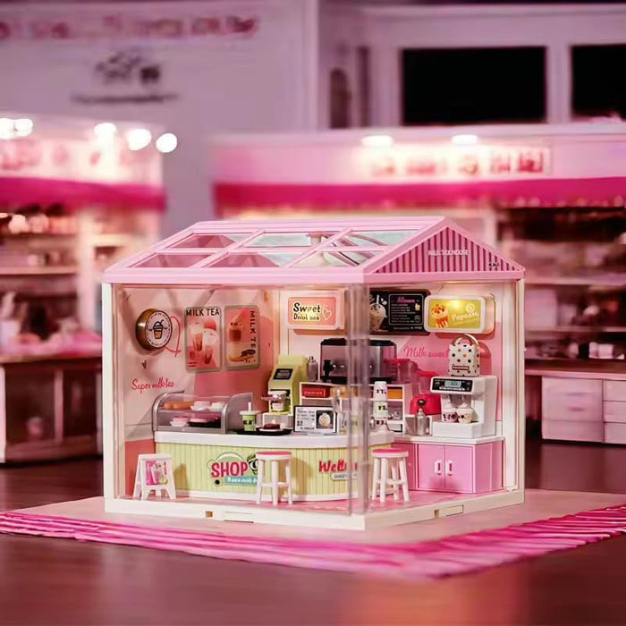 Milk Tea Shop Miniature Dollhouse Kit F07AM7-12-0411