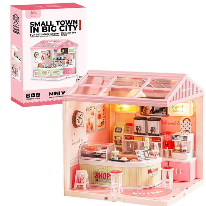 Milk Tea Shop Miniature Dollhouse Kit F07AM7-12-0411