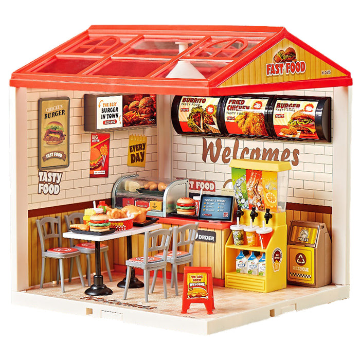 Fast Food Restaurant Miniature Dollhouse Kit F07AM7-15-0415