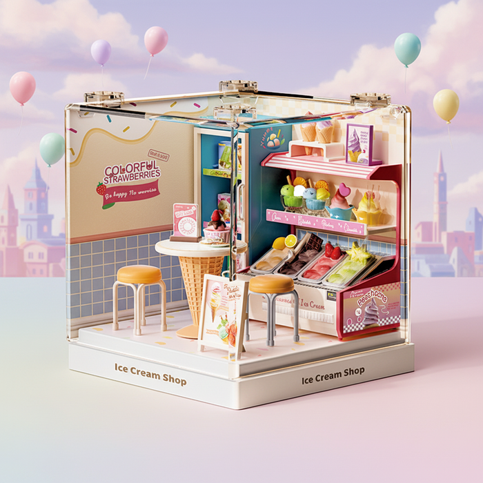 Ice Cream Shop Miniature Dollhouse Kit F07AM7-18-8030
