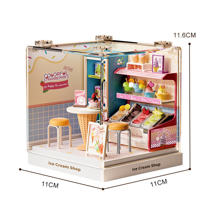 Ice Cream Shop Miniature Dollhouse Kit F07AM7-18-8030