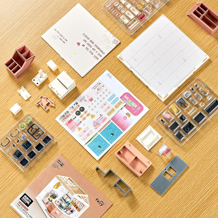 Milk Tea Shop Miniature Dollhouse Kit F07AM7-2-8002