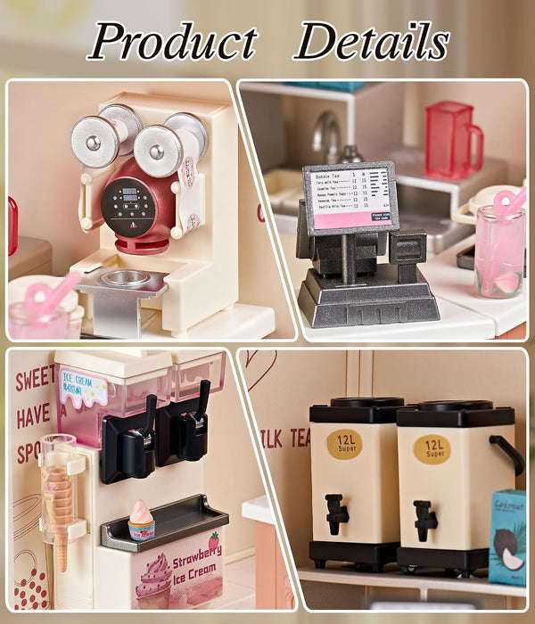 Milk Tea Shop Miniature Dollhouse Kit F07AM7-2-8002