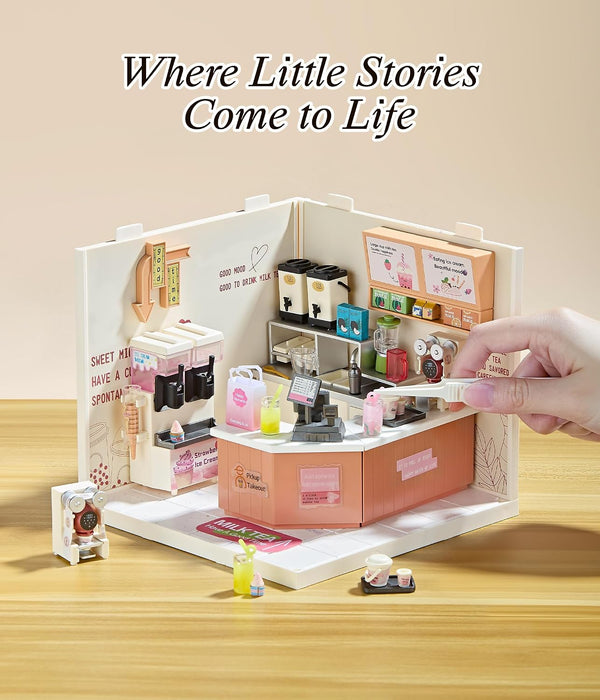 Milk Tea Shop Miniature Dollhouse Kit F07AM7-2-8002