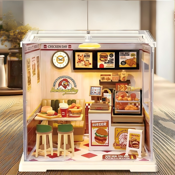 Burger Shop Miniature Dollhouse Kit F07AM7-30-907