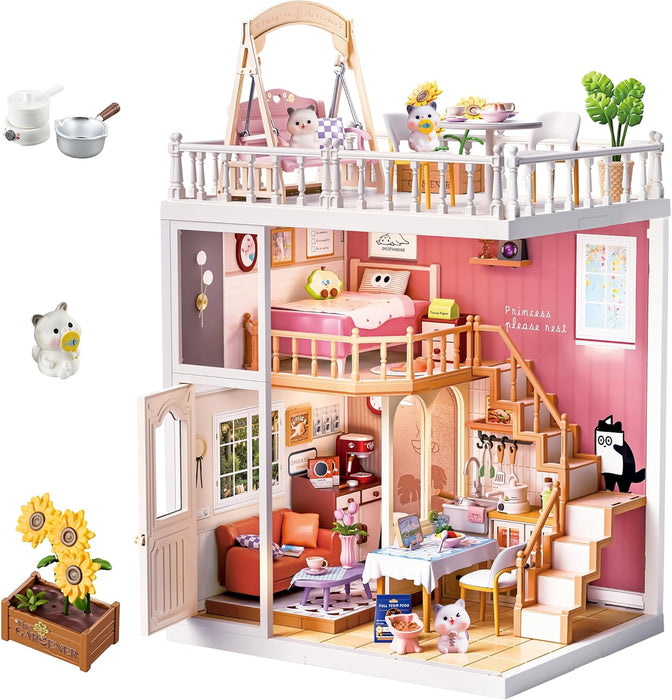 Cat-themed Loft Miniature Dollhouse Kit F07AM7-32-8013