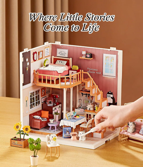 Cat-themed Loft Miniature Dollhouse Kit F07AM7-32-8013
