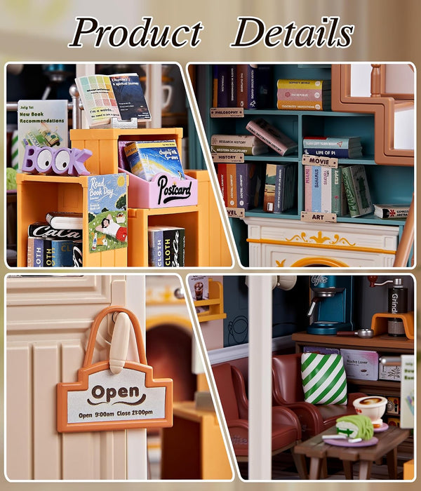 Book Cafe Loft Miniature Dollhouse Kit F07AM7-34-8015