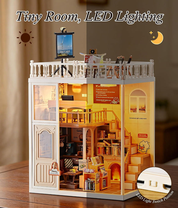 Book Cafe Loft Miniature Dollhouse Kit F07AM7-34-8015