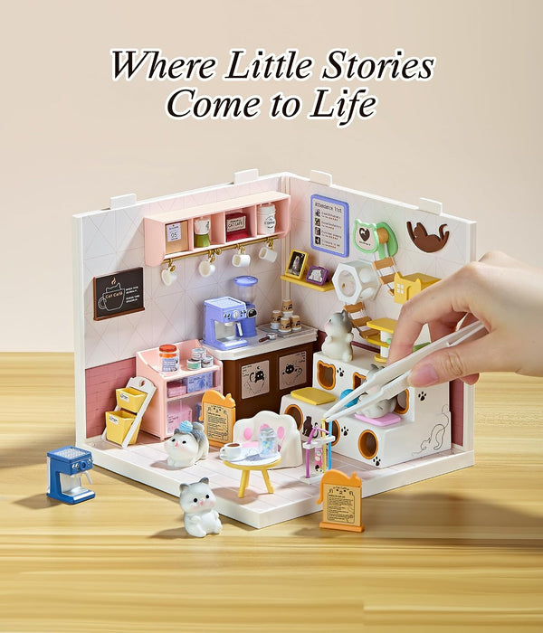 Cat Cafe Miniature Dollhouse Kit F07AM7-7-8007
