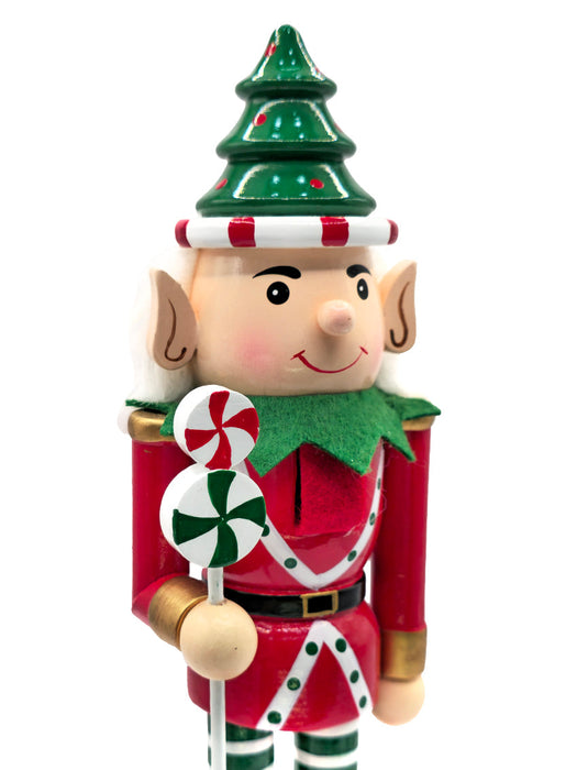 Christmas Tree Hat Elf Wooden Nutcracker F07AM9-18-N01851A