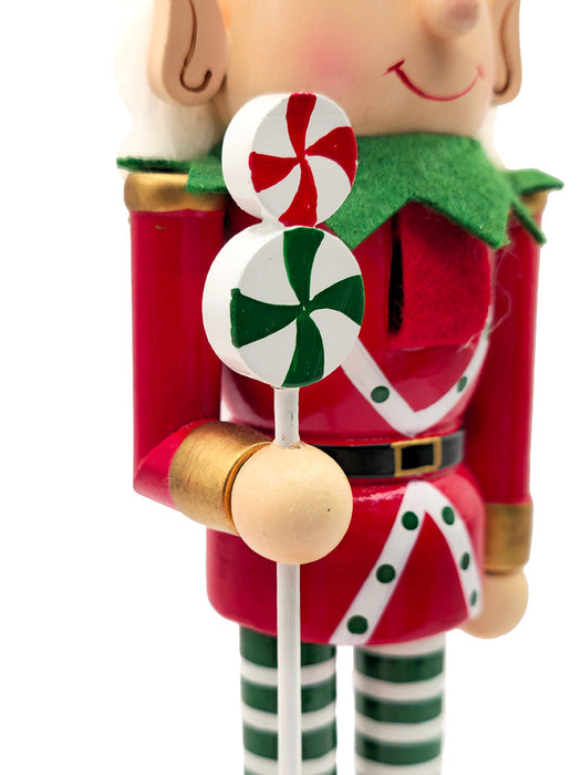 Christmas Tree Hat Elf Wooden Nutcracker F07AM9-18-N01851A