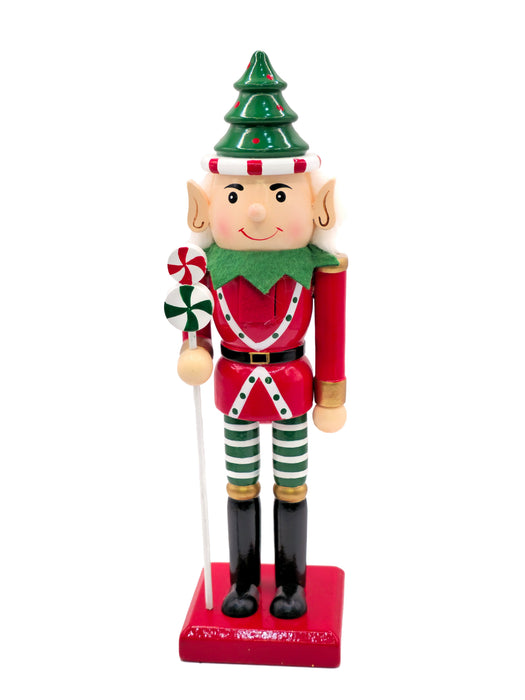 Christmas Tree Hat Elf Wooden Nutcracker F07AM9-18-N01851A